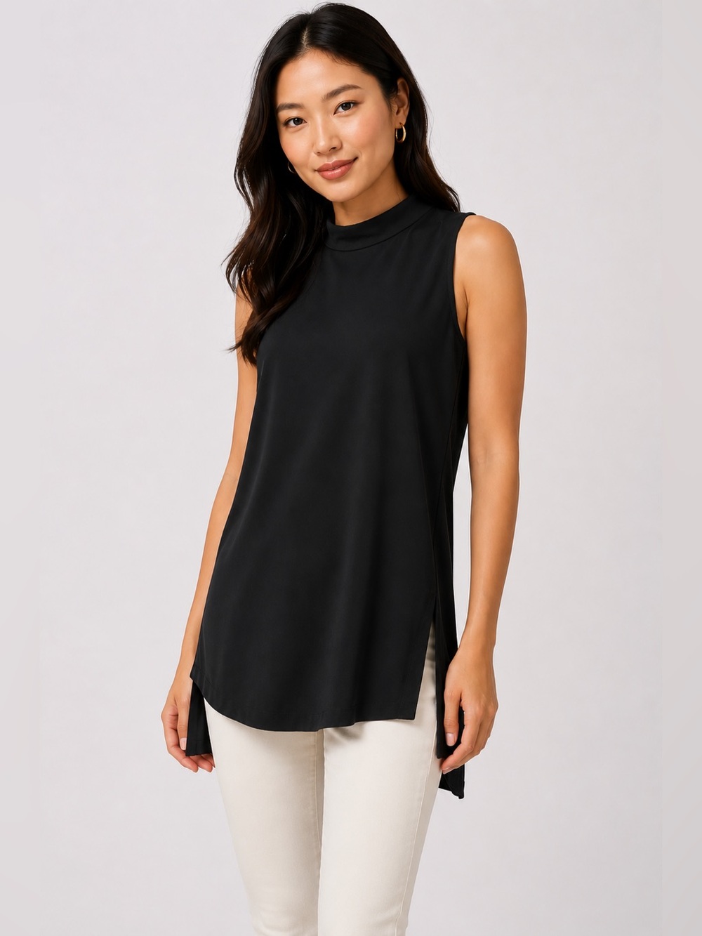 Vince Camuto Womens Size Small High Neckline Sleeveless Split Hem Tunic Top